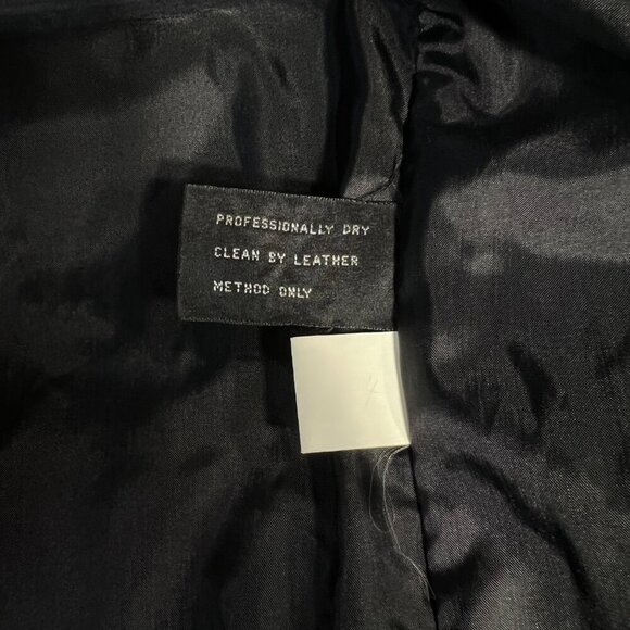 Vintage Jacqueline Ferrar Womens M Black Leather Trench Coat 80s 90s Full Length - Picture 9 of 9